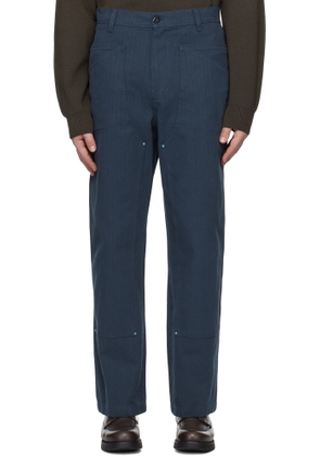 Uniform Bridge Navy Double Knee Stud Trousers