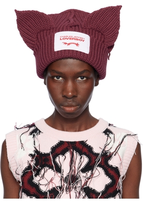 Charles Jeffrey LOVERBOY Burgundy Chunky Ears Beanie