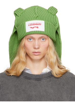 Charles Jeffrey LOVERBOY Green Chunky Rabbit Beanie