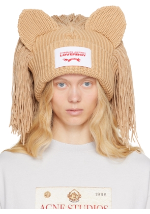 Charles Jeffrey LOVERBOY Beige Supersized Lion Beanie
