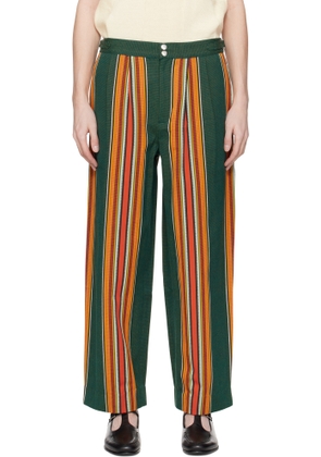 Bode Green & Orange Parakeet Stripe Trousers