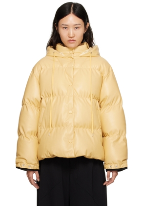 Stella McCartney Yellow Press-Stud Faux-Leather Puffer Jacket
