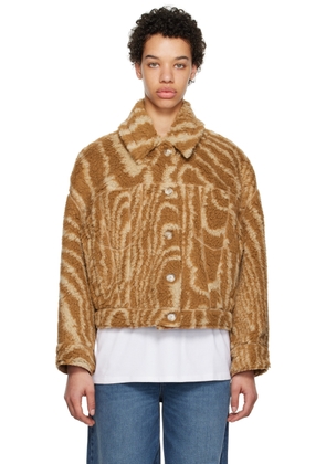 Stella McCartney Tan Woodgrain Print Teddy Jacket