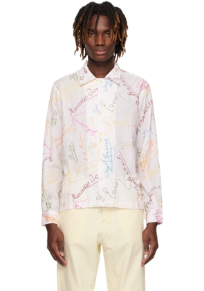 Bode White Signature Scrawl Shirt