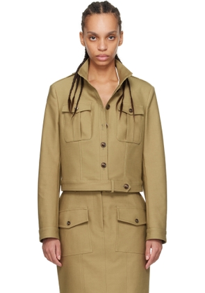 TOM FORD Khaki Stand Collar Cropped Safari Jacket