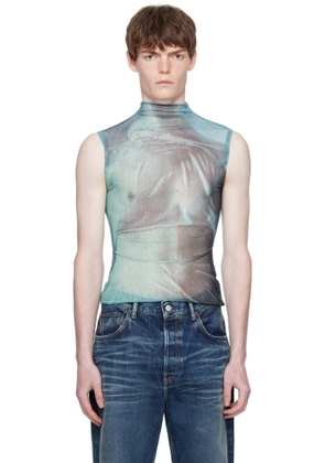 Jean Paul Gaultier Blue Printed Water Turtleneck