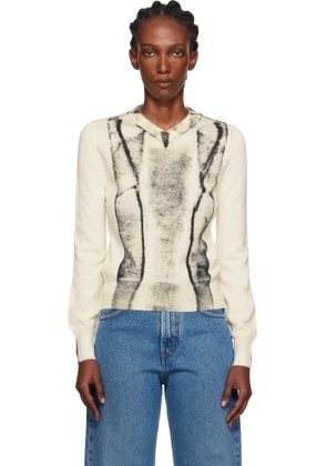 MM6 Maison Margiela Off-White Folded Printed Gauge 14 V-neck Sweater