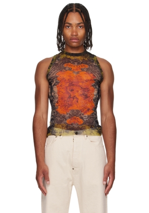 Jean Paul Gaultier Khaki & Orange 'The Médaillon' Tank Top
