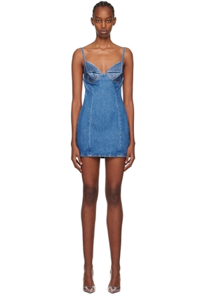 AREA Blue Crystal Denim Minidress