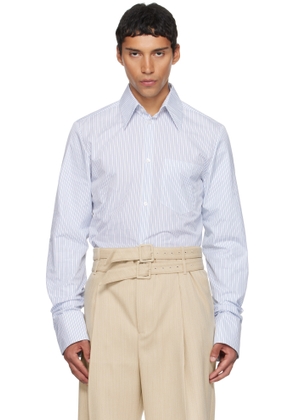 EGONlab White & Blue Double Sleeves Shirt