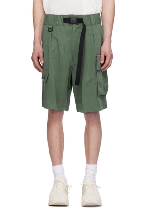 Y-3 Green Twill Cargo Shorts