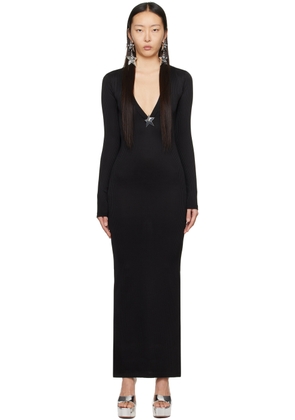AREA Black Star Stud Maxi Dress