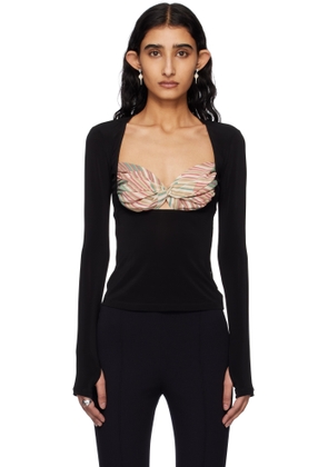 Marine Serre Black Regenerated Silk Scarves Draped Top