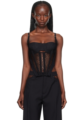 Dion Lee Black Lace-Up Corset Tank Top