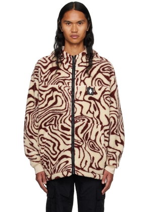 Marcelo Burlon County of Milan Beige & Burgundy AOP Fluid Jacket