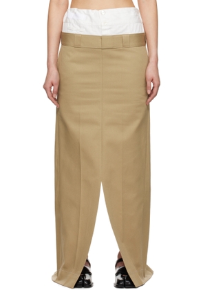 Maison Margiela Tan Cotton Twill Maxi Skirt