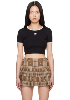 Marine Serre Black Moon Logo Jersey Cropped T-shirt