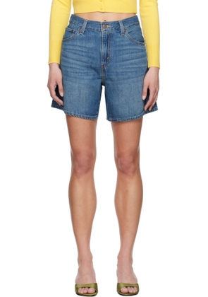 Levi's Blue High Rise Baggy Linen+ Lightweight Denim Shorts