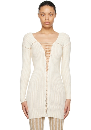 Isa Boulder SSENSE Exclusive Beige & White Lace-Up Top