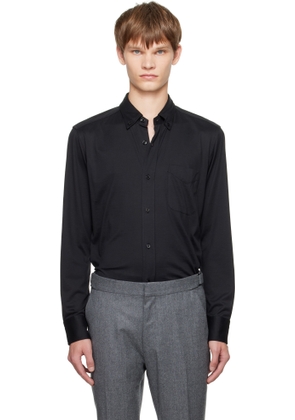 TOM FORD Black Silk Cotton Blend Button Down Shirt