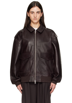 The Frankie Shop Purple Viper Leather Jacket