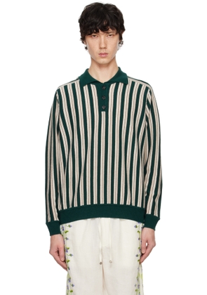 Bode Green & Off-White Hogan Stripe Polo