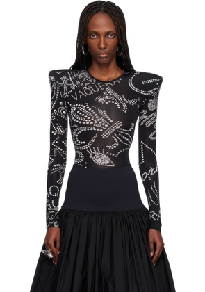 VAQUERA Black Shoulder Pad Bodysuit
