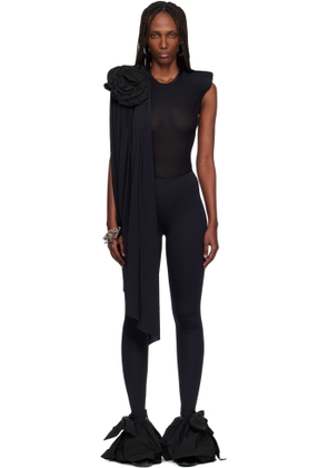 VAQUERA Black Draped Bodysuit