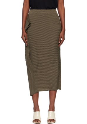 ISSEY MIYAKE Khaki Soft Fold Pleats Midi Skirt