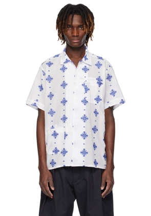 Engineered Garments White & Blue Camp Shirt