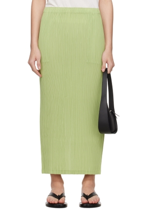 ISSEY MIYAKE Green Hatching Bottoms Maxi Skirt