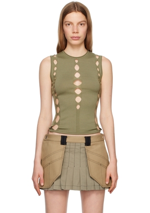 Dion Lee Khaki Snake Diamond Tank Top