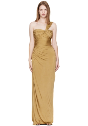 TOM FORD Gold One Shoulder Twist Front Evening Maxi Dress