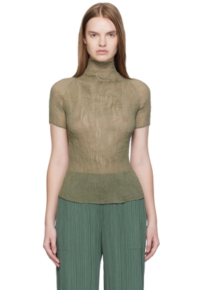 ISSEY MIYAKE Khaki Chiffon Twist 3 Top