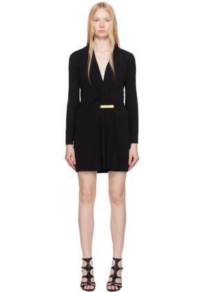 TOM FORD Black V-Neck Long Sleeve Cocktail Minidress