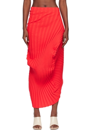 ISSEY MIYAKE Red Knit 'As It Is' Midi Skirt
