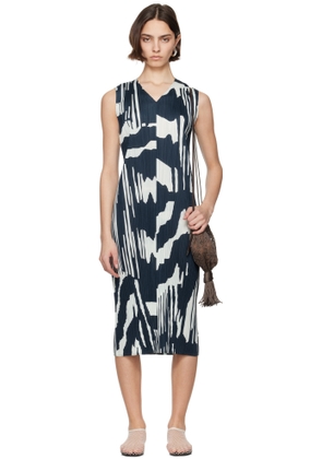 PLEATS PLEASE ISSEY MIYAKE Navy & Green Refraction Maxi Dress