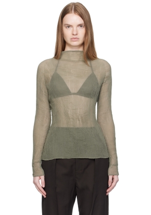 ISSEY MIYAKE Khaki Chiffon Twist 3 Top