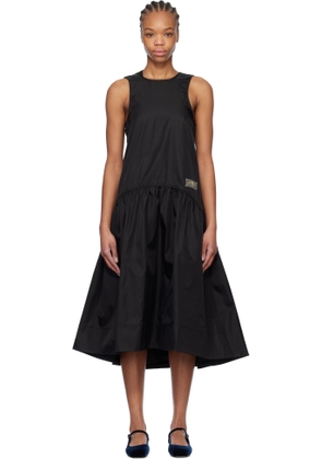 GANNI Black Duchesse Nylon Midi Dress