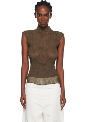 ISSEY MIYAKE Khaki Chiffon Twist Top