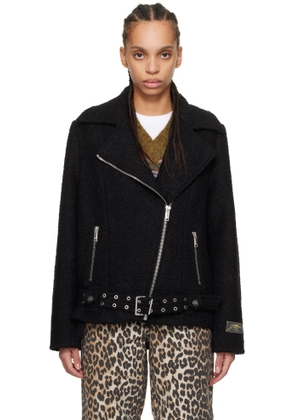 GANNI Black Textured Boucle Wool Jacket