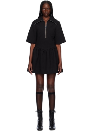 GANNI Black Bonded Crepe Minidress