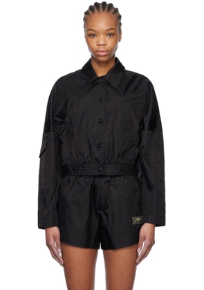 GANNI Black Duchesse Nylon Cropped Jacket