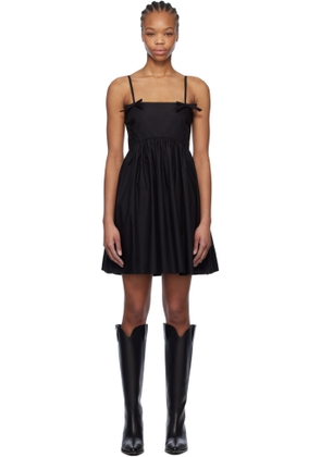 GANNI Black Cotton Poplin Strap Minidress