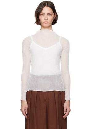 ISSEY MIYAKE White Chiffon Twist BK/WT-56 Turtleneck