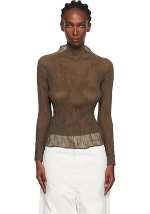 ISSEY MIYAKE Khaki Chiffon Twist Top