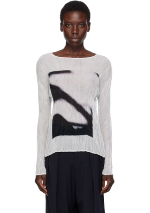 ISSEY MIYAKE White May Shadow Study Chiffon Twist T-shirt