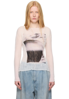 ISSEY MIYAKE White May Shadow Study Chiffon Twist Shirt