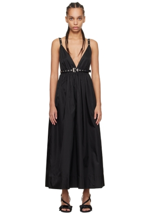 GANNI Black Duchesse Nylon Strap Maxi Dress