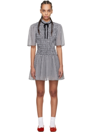 GANNI Black & White Sheer Check Mini Smock Minidress
